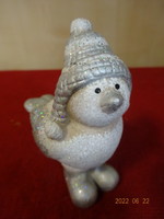 Ceramic figurine, sparrow cap, winter ornament. He has! Jókai.
