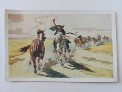 Old equestrian postcard art postcard benyovszky panyvavető