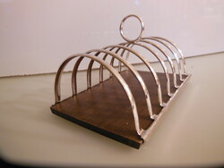 Silver-plated - toast holder - 15 x 9 cm - bottom wood - Austrian - flawless