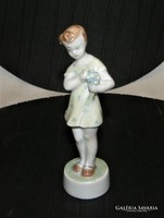 Zsolnay Kislány Virággal Porcelán Figura