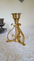 Rare shaped, heavy brass candle holder 21cm.