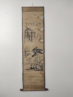 Antik kínai jókívánság fali kép kalligráfia papír tekercs 38. 5512