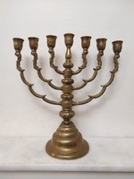 Antik menora patinás nagy méretű réz zsidó 7 ágú gyertyatartó menóra judaika 859 5542
