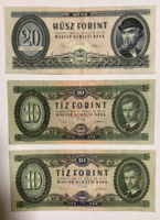 10 forint (2db) és  20 forint 1969 éviek,
