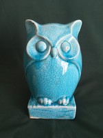 Cracked glazed ceramic owl 20 cm