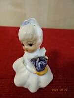 German porcelain figurine, little girl with flowers, height 5.5 cm. He has! Jókai.