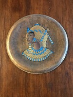 Copper wall plate with Egyptian portrait. 33 Cm in diameter. Colorful, very beautiful.