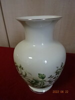 Raven house porcelain vase, yellow - green floral. He has! Jókai.