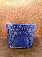Blue thick-walled ceramic pot