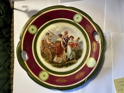 Cake serving platter and 6 plates with paintings by angelina kaufmann.