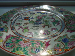 Antik kínai Qianlong dísztál kidomborodó színes váza és lótusz zománc  mintákkal