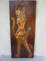 Lány íjjal amazon nő réz díszítésű fali kép nagy méret 73 cm