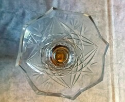 Vastag ólomkristály kupa fém talpon 17,5 cm