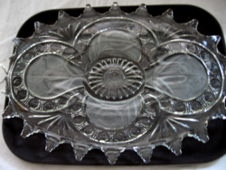 Huge, heavy rosy, butterfly engraved lacy bowl