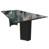 Industrial dining table with glass top - b098