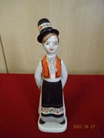 Hollóház porcelain figurine, boy in Hungarian clothes. He has! Jókai.