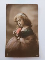 Régi képeslap 1913 fotó levelezőlap kislány