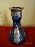 Metal applique, hand-painted Tunisian, blue glass vase, hookah bottom, vanneki! Jókai.