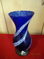 German, hand-painted, cobalt blue glass vase, height 27.5 cm. He has! Jókai.