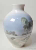 Metzler & Ortloff porcelán váza miniatür festménnyel