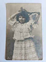 Old postcard 1907 photo postcard with little girl