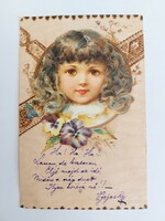 Régi képeslap levelezőlap kislány babafej