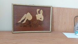 Erotikus intarziás falikép 22x31 cm kerettel.