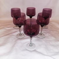 ametiszt lila artdeco pohár készlet nehéz üveg hibátlan