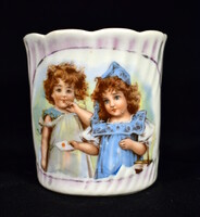 Girlfriends ... 1900 Antique porcelain souvenir mug!