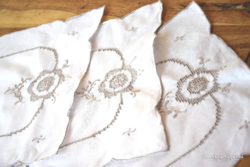 Set of 3 old rare showy lacy slippery napkin sets 40 x 28
