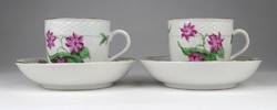 1J339 Pair of Old Herend porcelain coffee cups with antique hyacinth pattern
