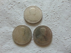 Horthy silver 5 pengő 1930 3 pieces lot!