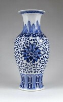 1J442 Kék-fehér keleti Jingdezhen porcelán váza 20 cm