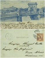 Old postcard - Budapest Chain Bridge 1902