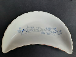Antik Zsolnay porcelán csontos tányér arany öttemplom jelzéssel