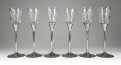 1J602 antique polished metal base elegant brandy glass set of 6 pieces
