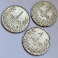 1 Pengö 1937, 1938, 1939 unc silver coins