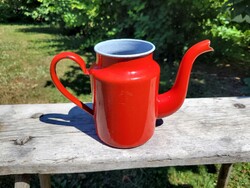 Régi vintage 1,5 L es zománcos Magyar koronás címeres piros zománcozott vas kanna kiöntő Budafok