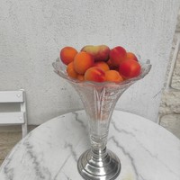 Huge antique silver serving vase, center of the table, crystal top, large stem