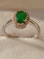 Smaragd 925 ezüst gyűrű 53-as
