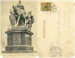 Régi képeslap - Pozsony Mária Terézia szobor 1905