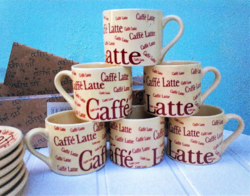 Porcelán kávés készlet, 12 db-os Caffé latte eredeti dobozában
