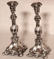 Ezüst/ezüstözött barokk gyertyatartó pár