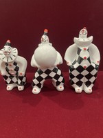 Hollóházi porcelán kockás bohóc család kicsi