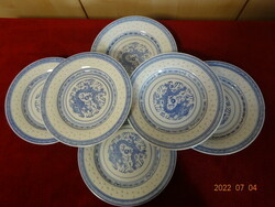 Chinese porcelain flat plate, dragon pattern, rice grains, six pieces. He has! Jokai.