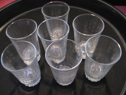 Set of 7 semi-decis Salgotarján glasses with a retro radius bottom