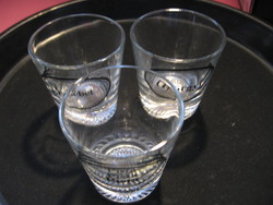 Retro glasses with radiused bottoms with the names Erzsébet, Györgyi, Pista Salgótarjáni