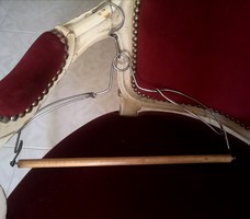 Antique hanger with trouser hanger, solid wood, bent metal, vintage, shabby chic 38 x 25 cm