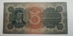 Ritka !! Cseh ,Csehszlovák 5 korona 1921 -ből