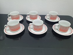 Piros csíkos retró Zsolnay kávéskészlet - 50021